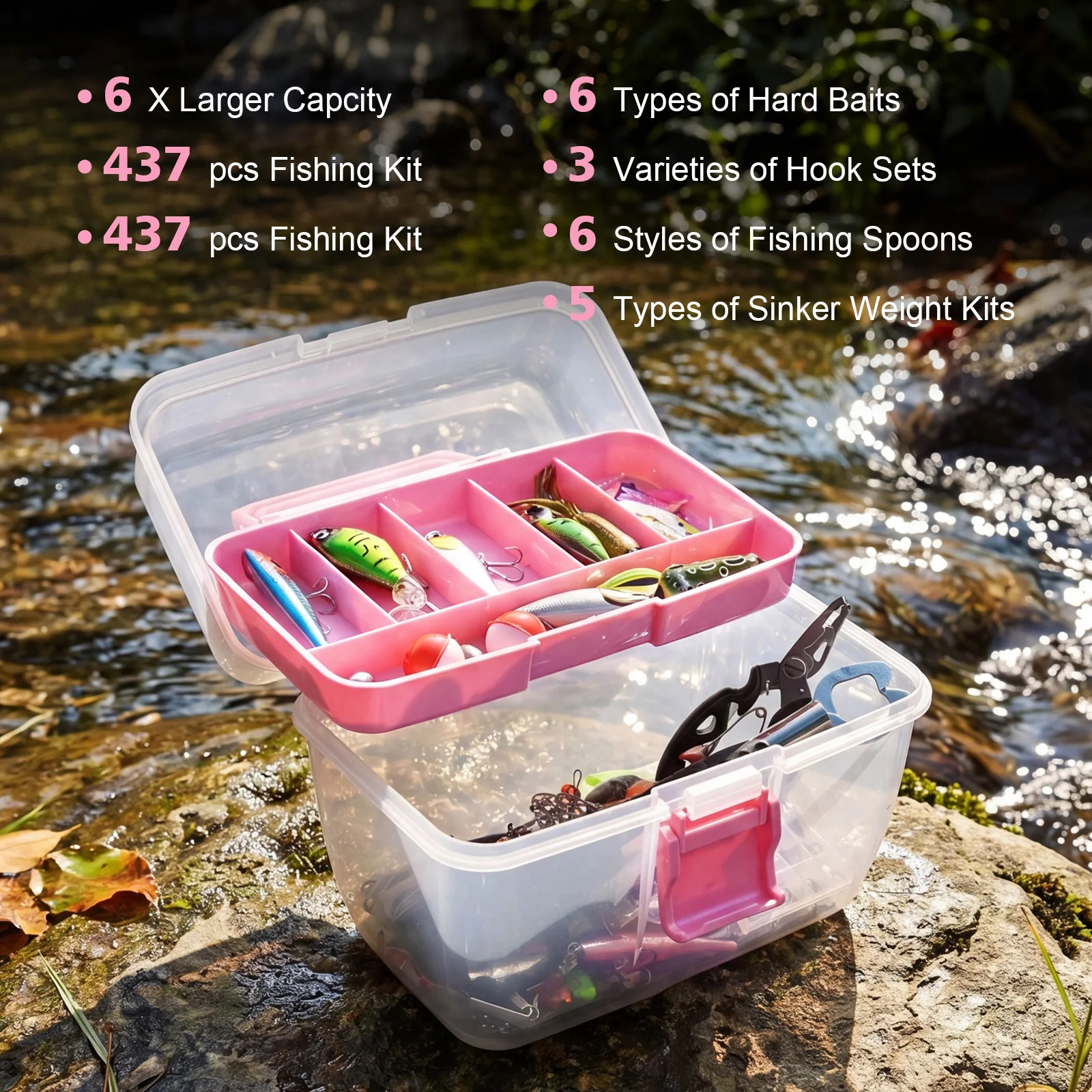Kit de pesca portátil Goture con señuelos, plomos y caja de aparejos - imagen 4