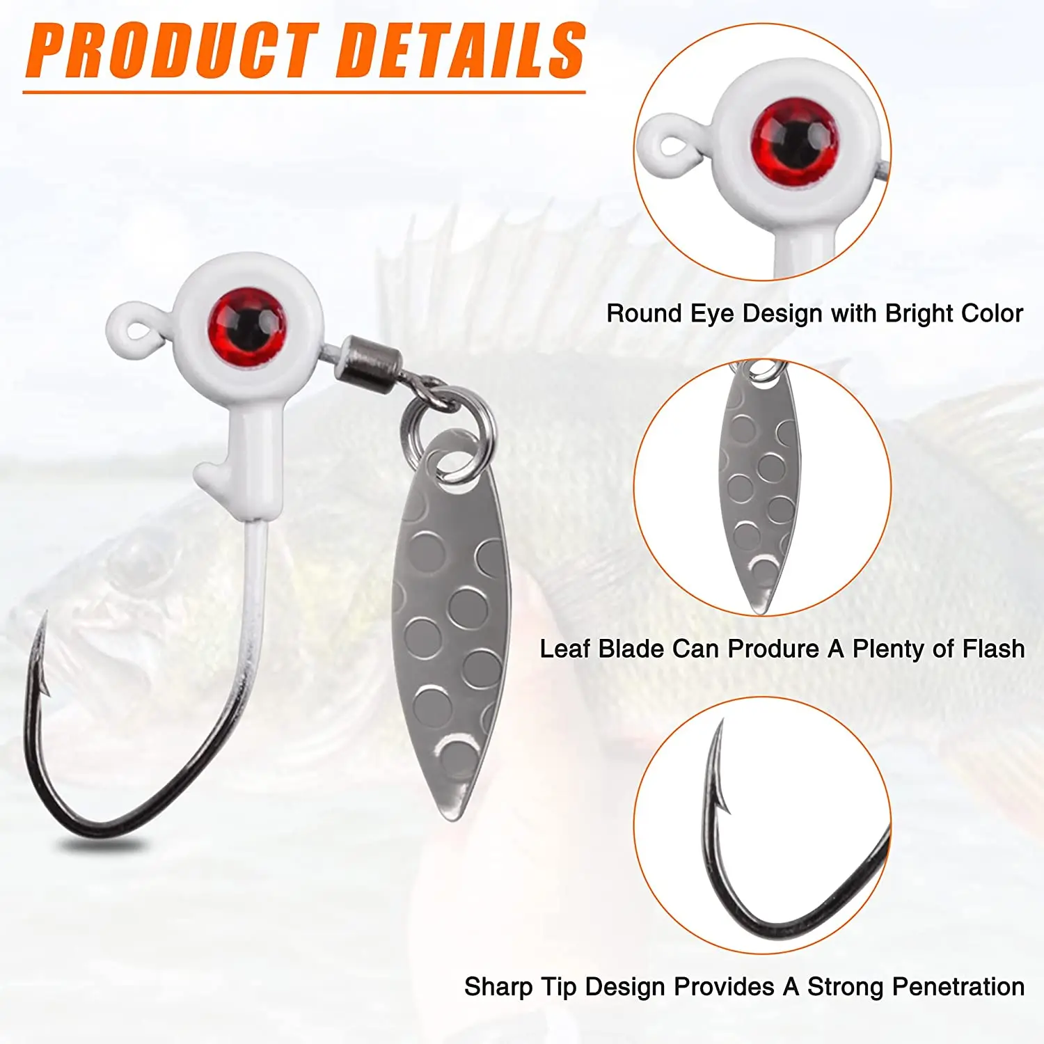 Vista detallada del señuelo jig montado para crappie