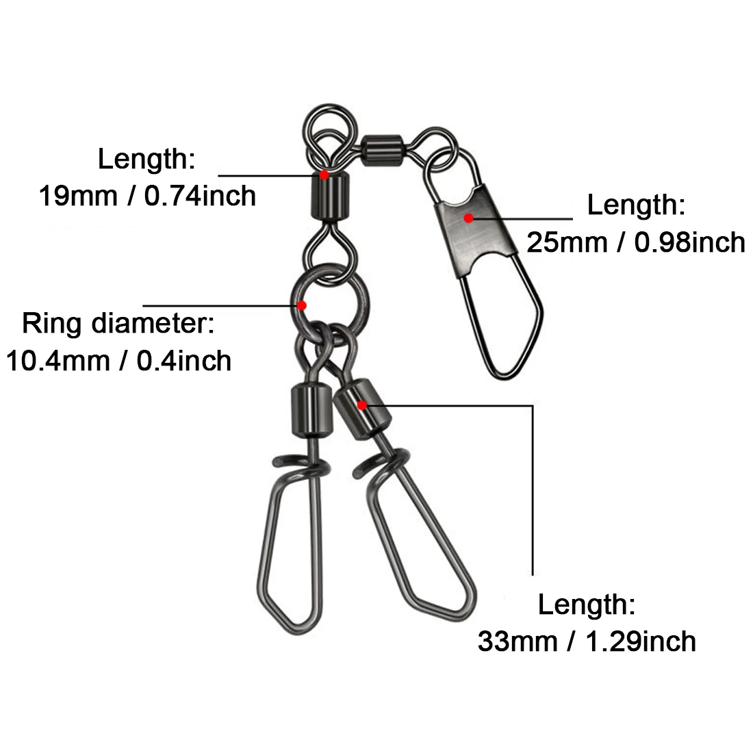 FishTrip Conectores giratorios 3 vías para señuelo calamar acero negro - imagen 4