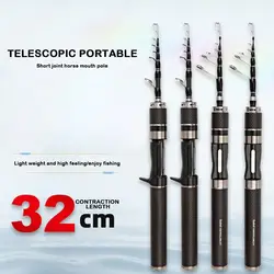 Caña telescópica ultracorta fibra de vidrio y carrete