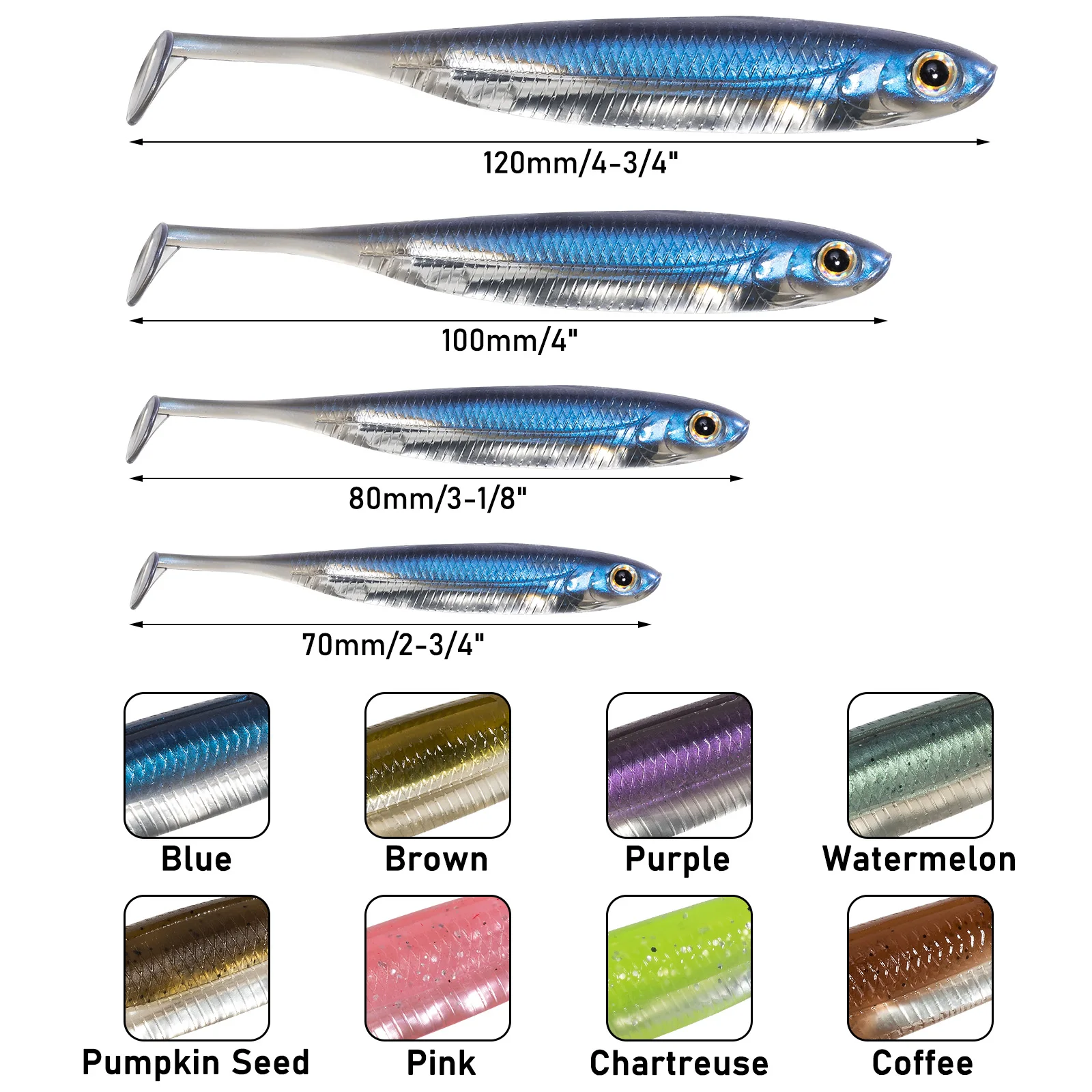 Swimbaits Dr.Fish blandos para lubina y trucha – 70/80/100mm - imagen 5