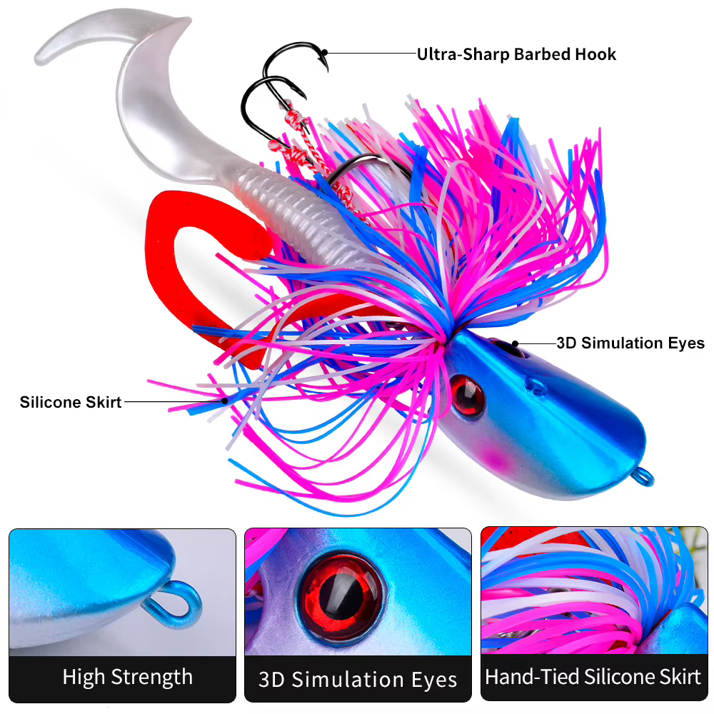 Señuelos Proberos con Ojos 3D y Falda para Pesca en Agua Salada - imagen 3