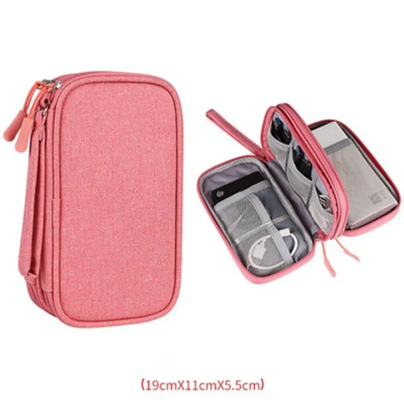 Organizador de cables impermeable doble capa portátil para viajes