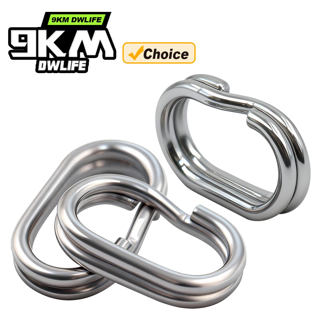 Anillos Divididos Ovalados 9KM – Acero Inoxidable para Lubina y Agua Salada - imagen 2