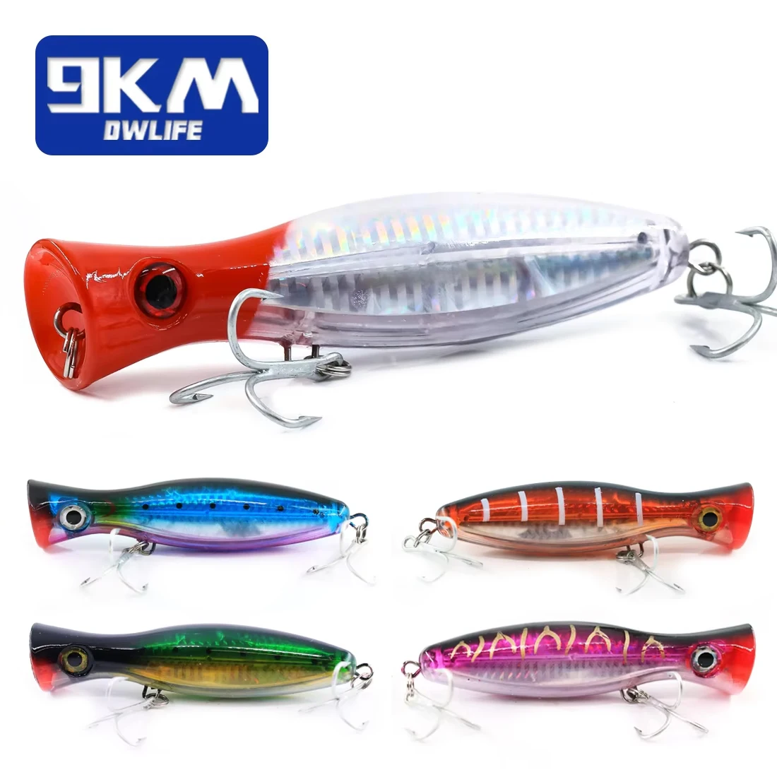 Popper de superficie 13 cm para pesca en agua salada con anzuelo triple - imagen 4