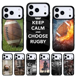 Funda iPhone con diseño balón de rugby — compatible Pro/Max