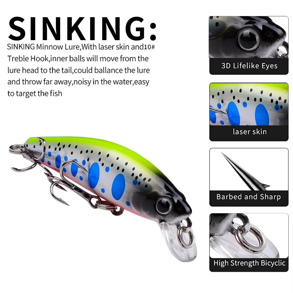 Proberos Jerkbaits hundimiento wobbler para truchas y lubinas - imagen 4
