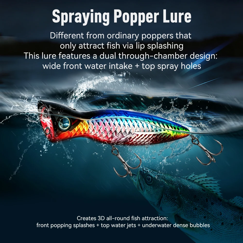 KINGDOM Spraying Popper para lubina – señuelo flotante de superficie - imagen 3