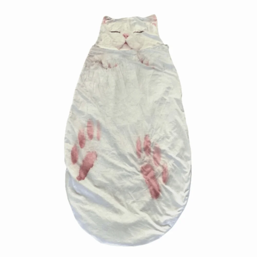Saco de dormir con diseño de gato, vista frontal