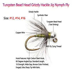 Bimoo Jig Ninfa Tungsteno Grizzly Hackle - Mosca de trucha europea