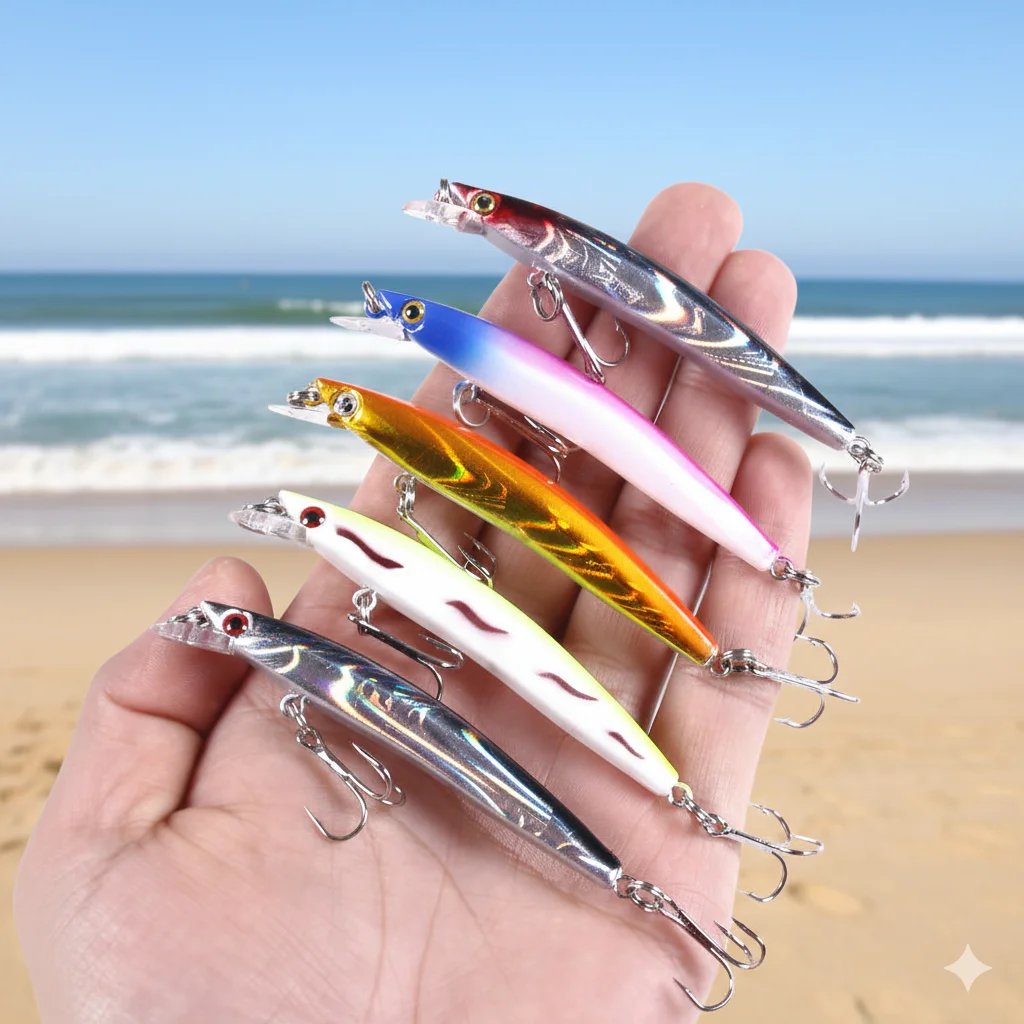 Pack de 5 señuelos minnow para lubina y trucha