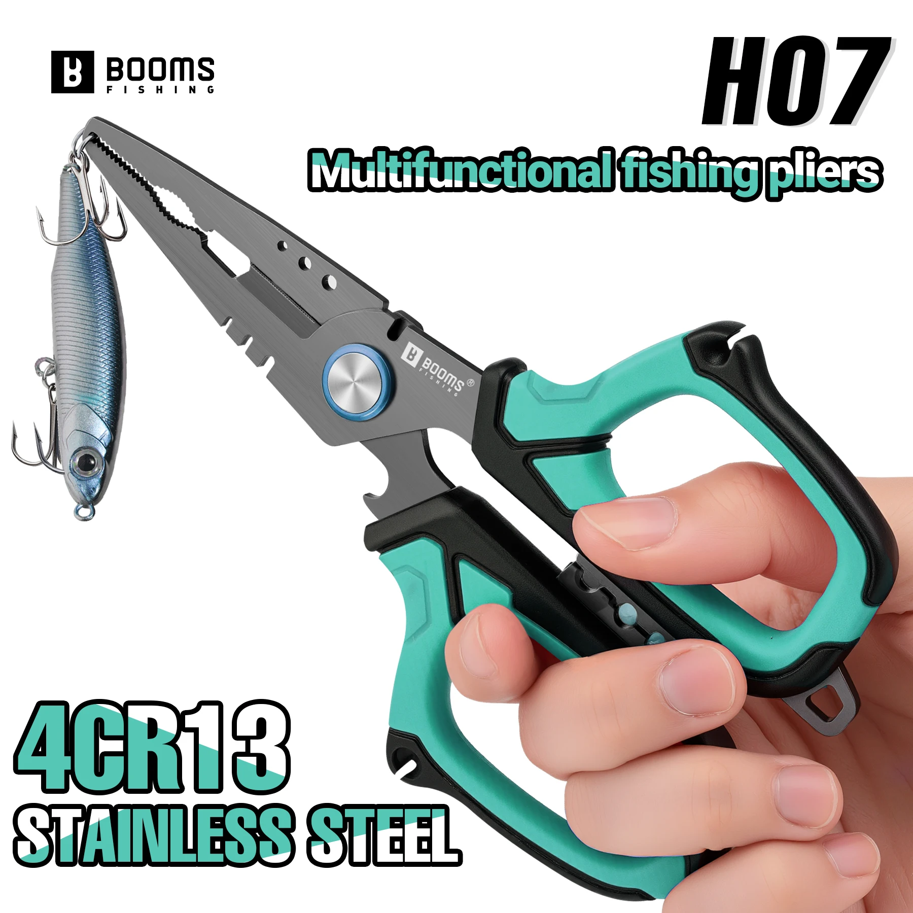Booms Fishing Alicates de pesca inox 4CR13 para anillas y anzuelos