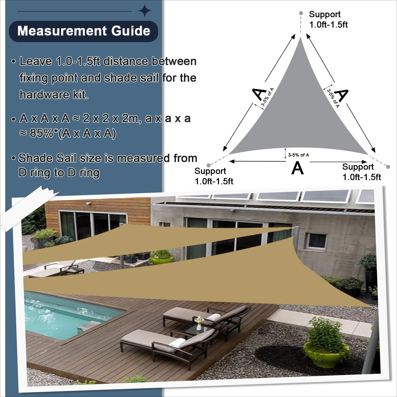Toldo triangular impermeable con protección UV para sombra - imagen 5