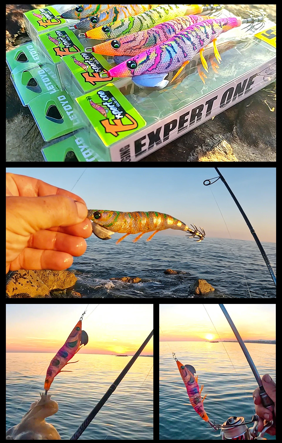 Técnica de jigging con señuelo luminoso para calamar