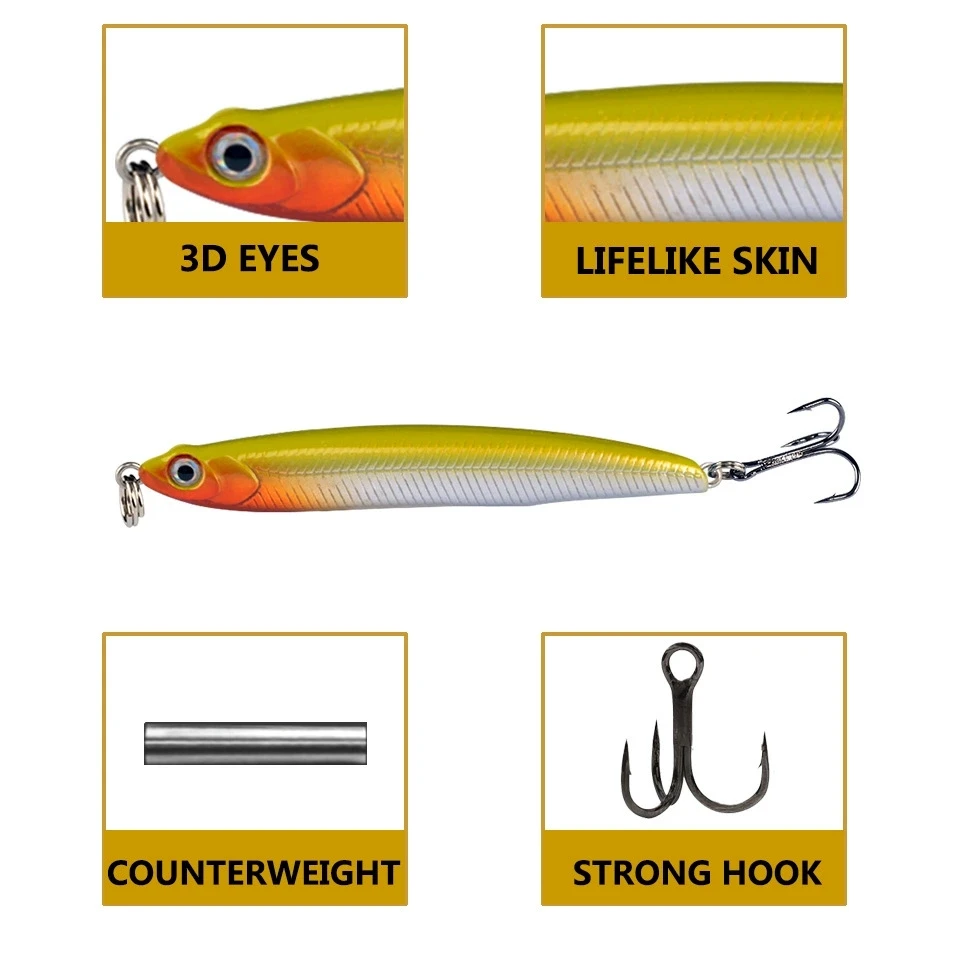 Thrill Stick Señuelo lápiz shad minnow para lucio de lanzado largo