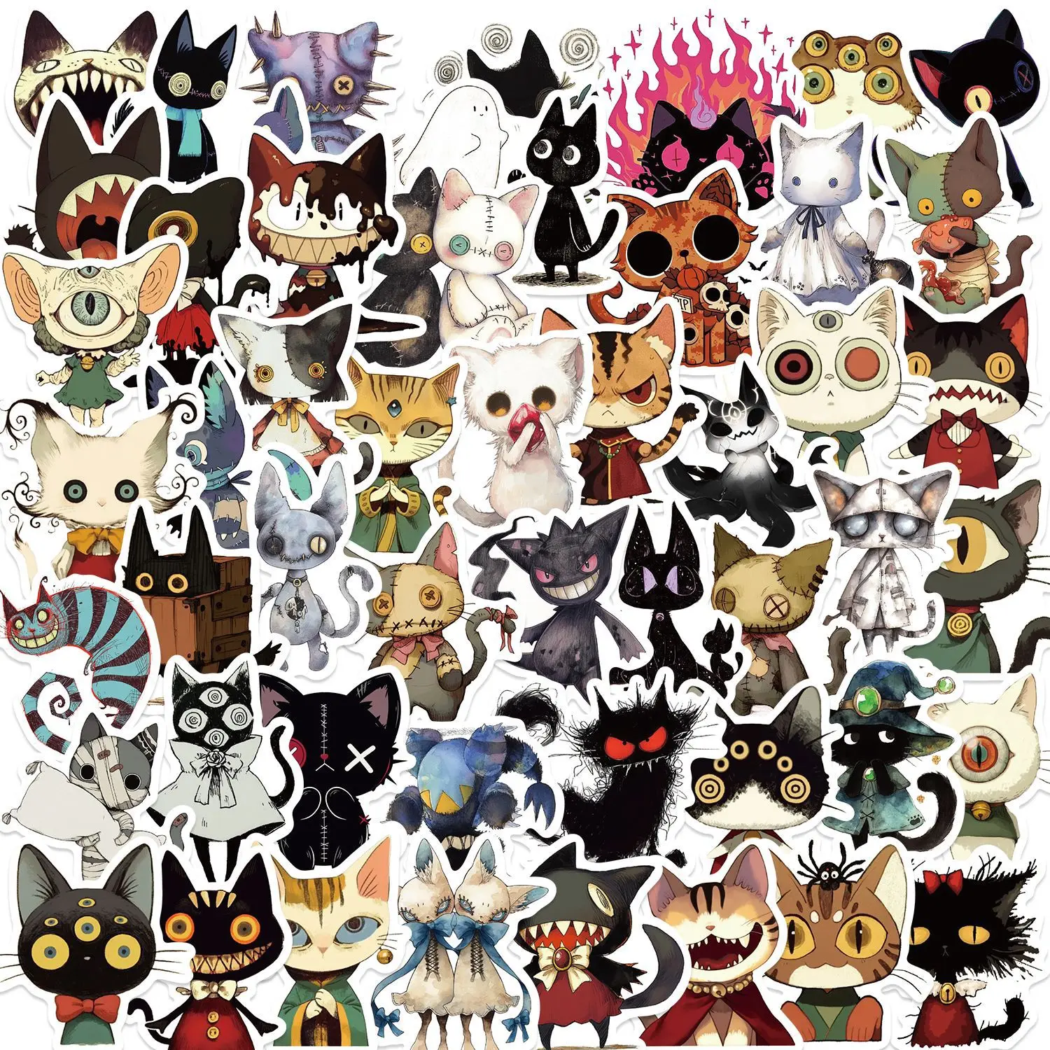 Pegatinas Graffiti Góticos Gatos Dibujo Animado – Diseño ImpermeableDIY - imagen 2