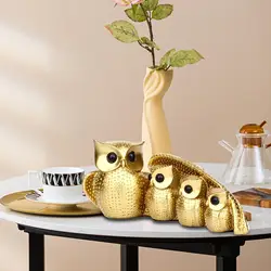 Set 4 Estatuas Familia de Búhos – Figuras Decorativas para Hogar