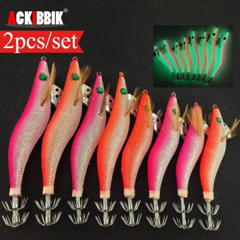 Anzuelos luminosos Ackibbik para calamar – Señuelo artificial para cebo duro