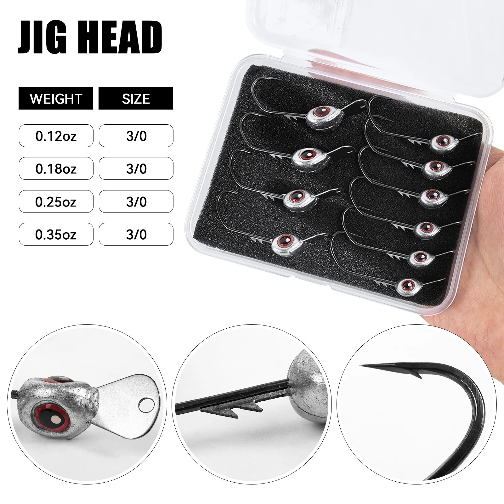 Anzuelo Jig Head Free Fisher con ojo de pez y placa de retención - imagen 2