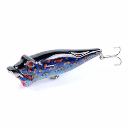 Crankbait Popper de cebo duro a rayas con anzuelo y puntos