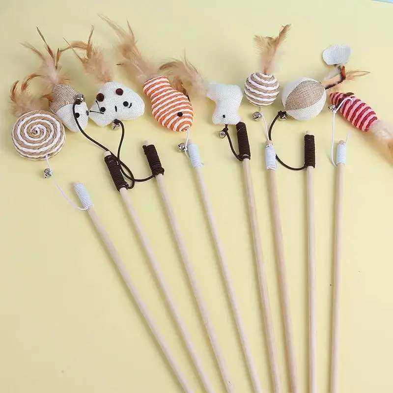 Juguete interactivo varita ratón para gatos con plumas y cascabel - imagen 4