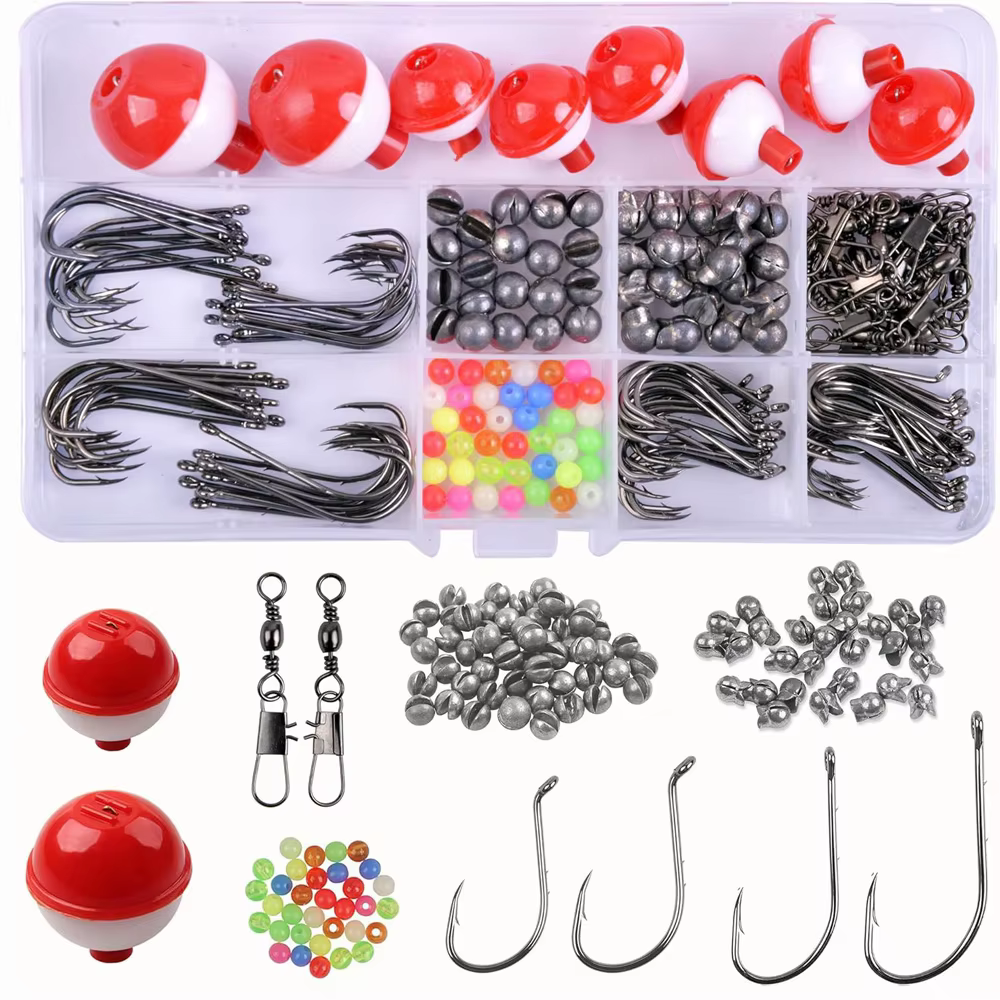 Kit de Aparejos para Principiantes – Anzuelos Bobber, Barril Giratorio y Tiro Dividido