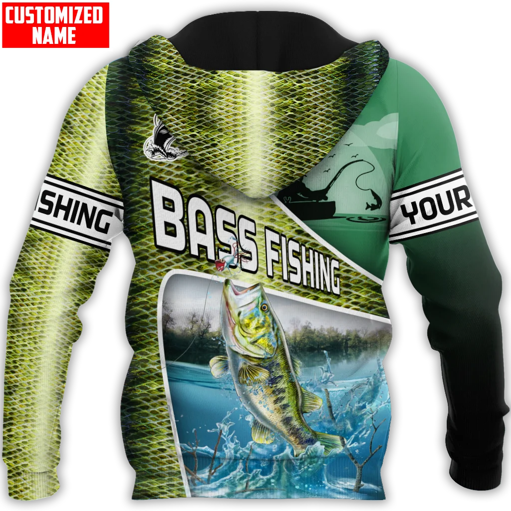Sudadera Bass Fishing estampado 3D – Capucha con cremallera para hombre - imagen 4