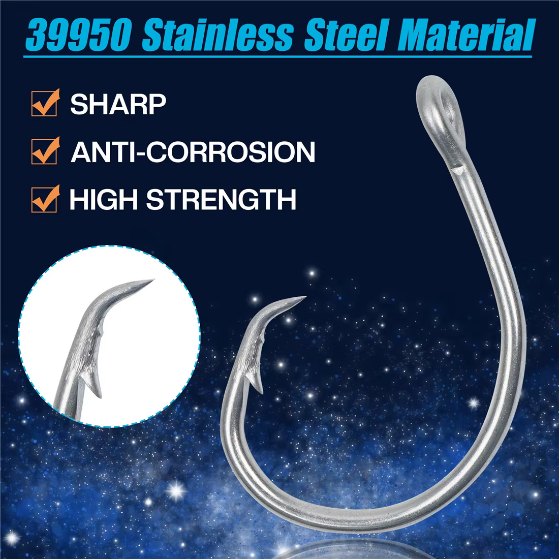Anzuelos Circle Hooks Wide Gap – Acero Inoxidable para Tiburón y Atún - imagen 3