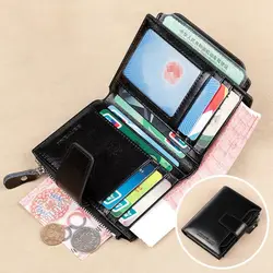 Monedero con bloqueo RFID de cuero PU para hombre, gran capacidad