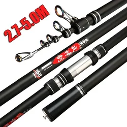 Caña surfcasting telescópica de carbono para lance largo