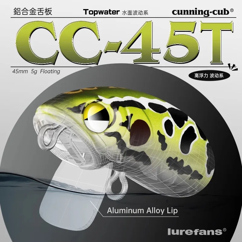 Lurefans CC45T Crankbait Topwater Flotante para Lubina - imagen 2