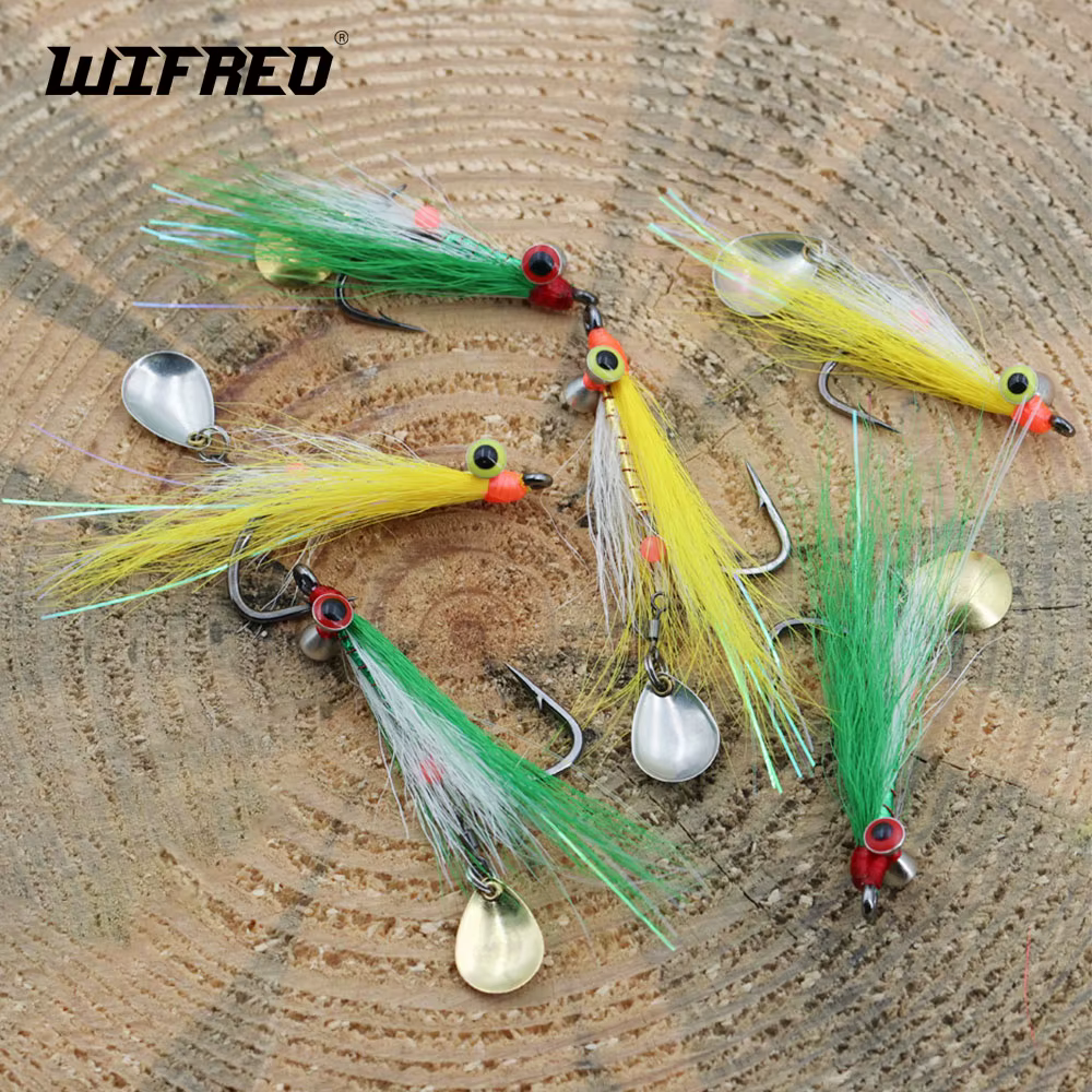 Wifreo Bucktail Clouser Minnow mosca para trucha con cuchara giratoria