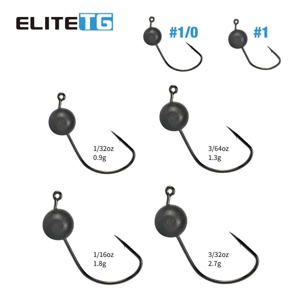 Anzuelo Elite TG Wacky Jig Head negro mate para pesca de lubina