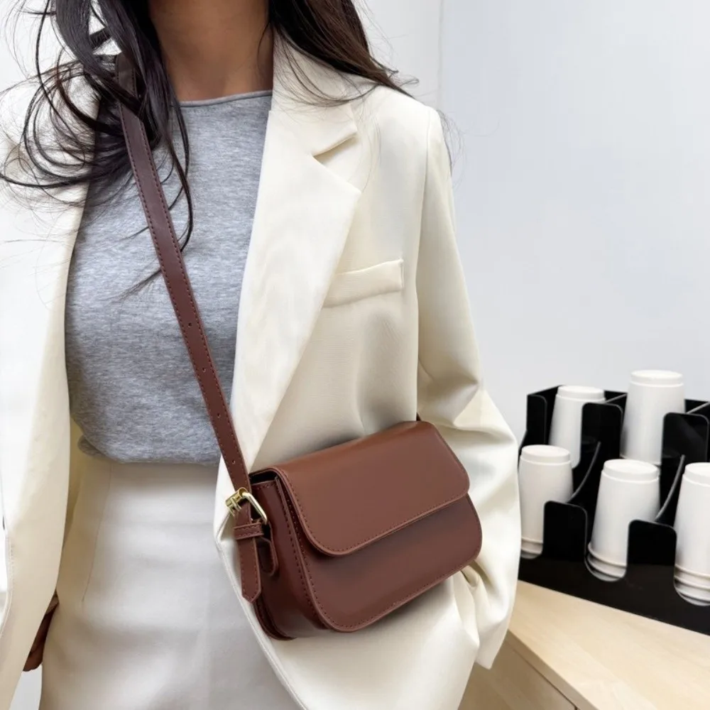 Bolso bandolera retro de cuero PU cuadrado gran capacidad - imagen 5