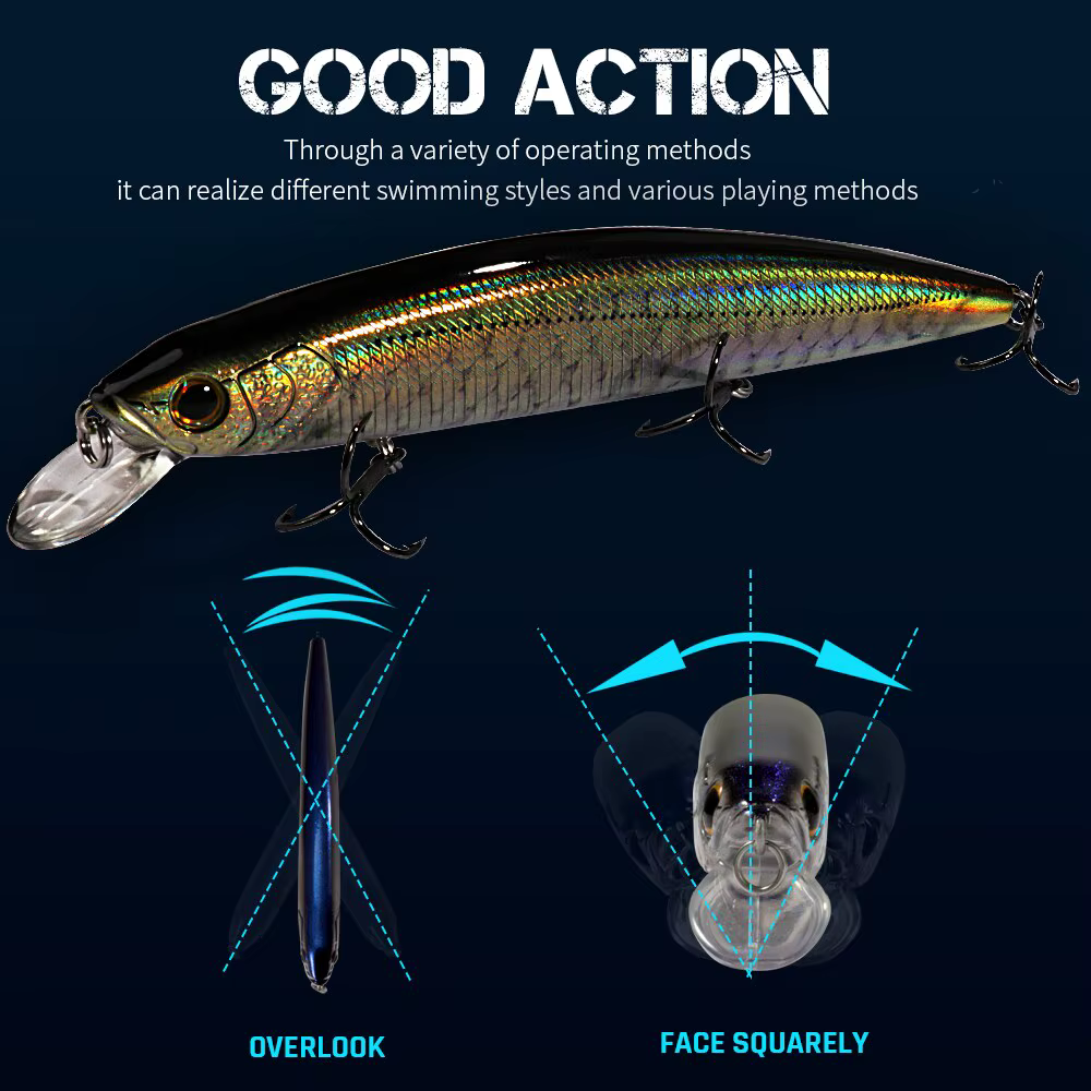 Jerkbait 14cm 24g – Señuelo de suspensión con anzuelos triples - imagen 4