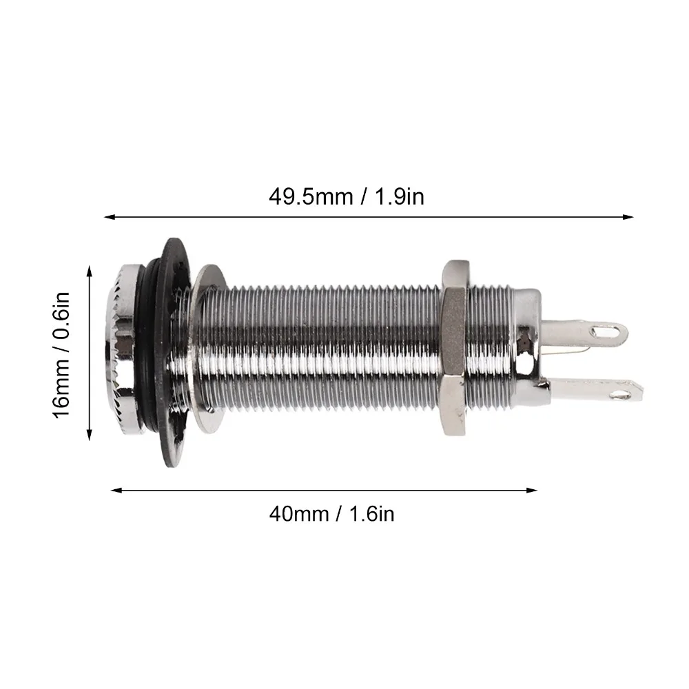 Detalle del conector roscado de latón para guitarra eléctrica