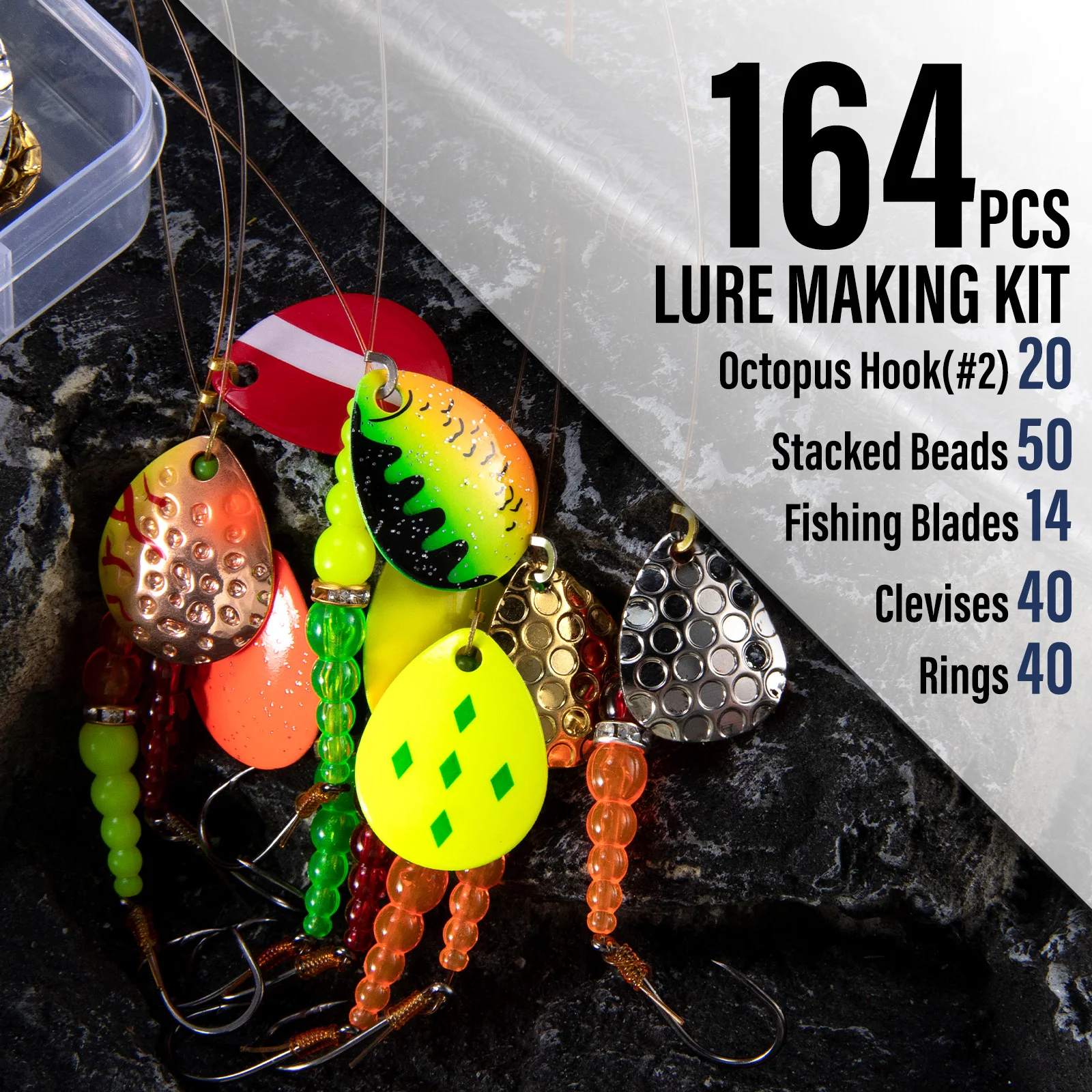 Kit completo de piezas para montar spinners de pesca