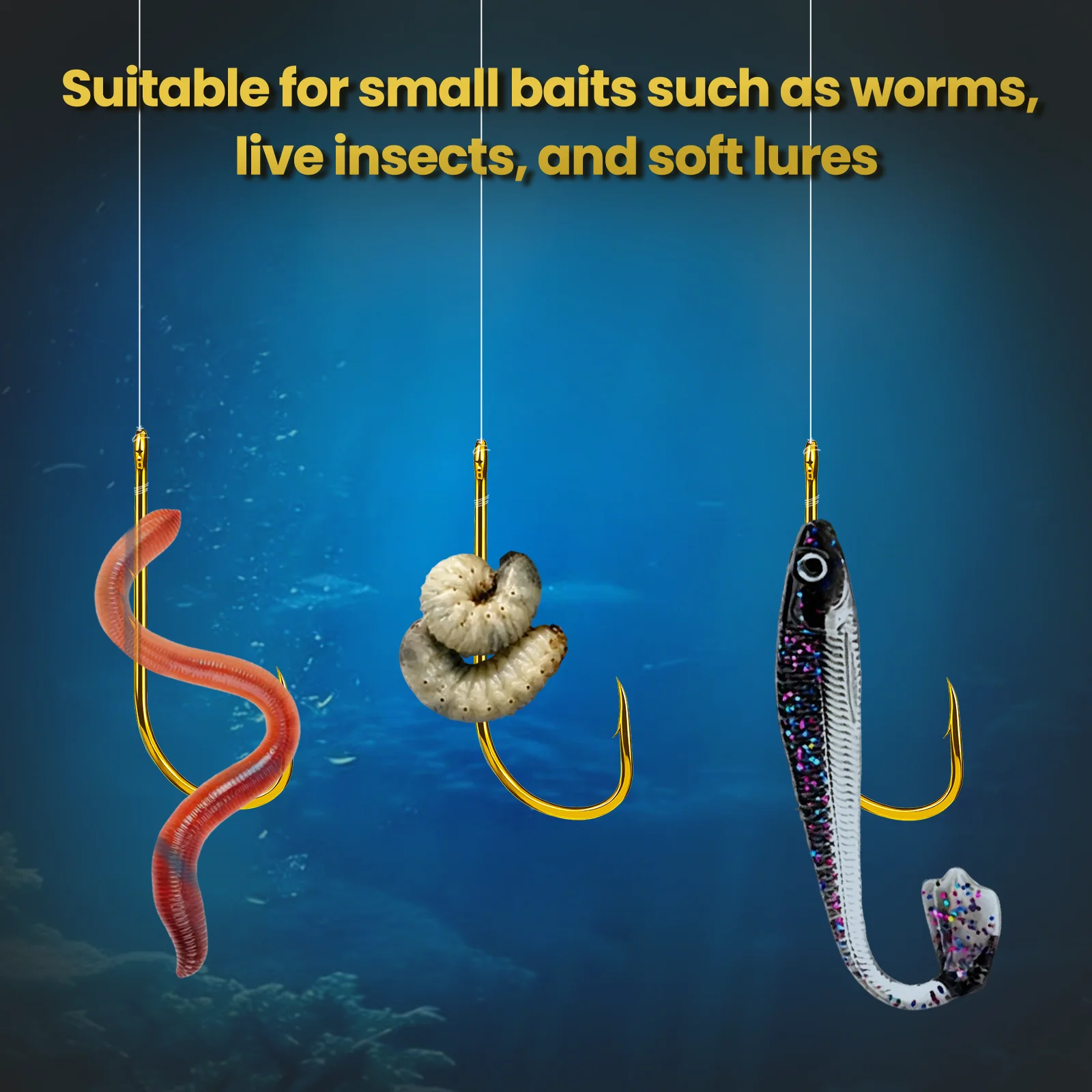 FishTrip anzuelos offset de doble púas, vástago largo para cebo vivo - imagen 4