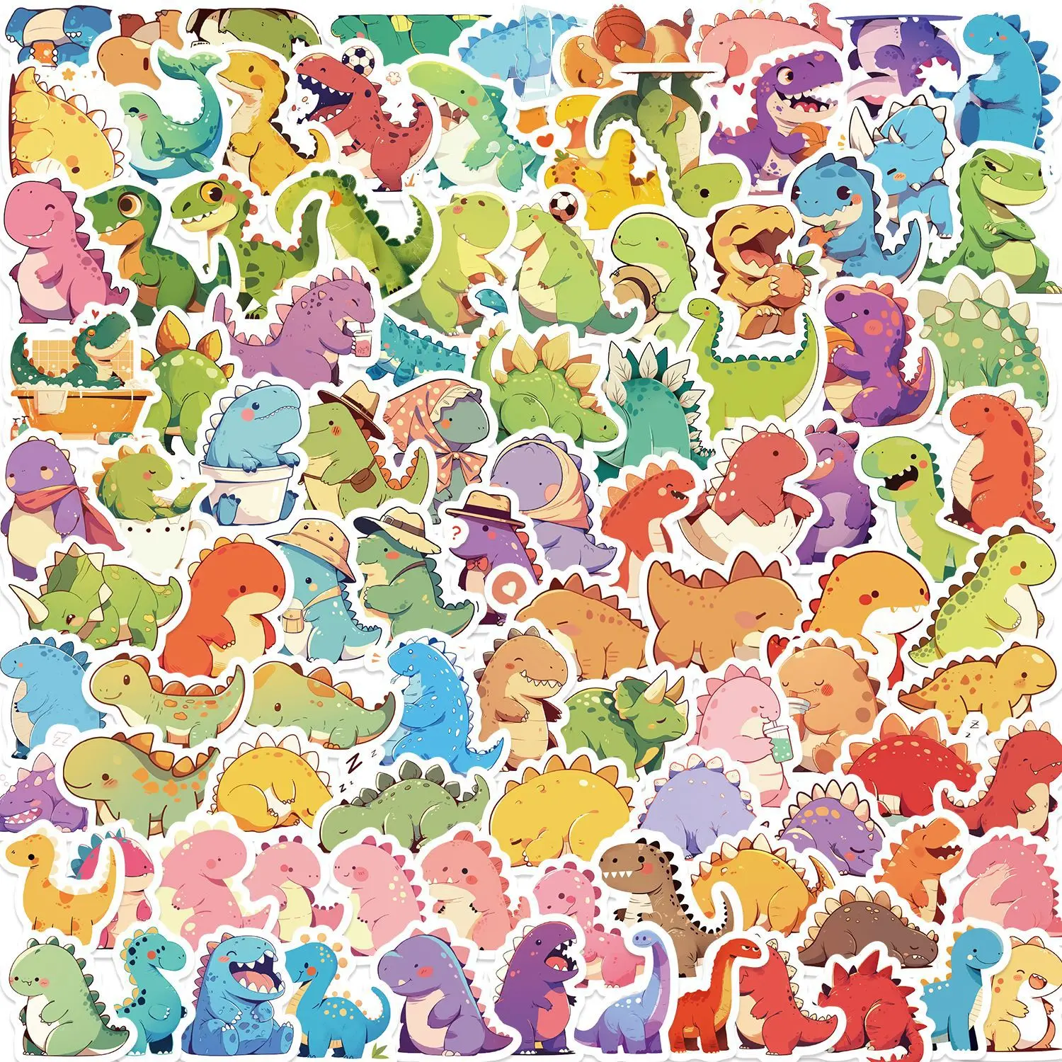 Pegatinas de dinosaurios en superficie lisa