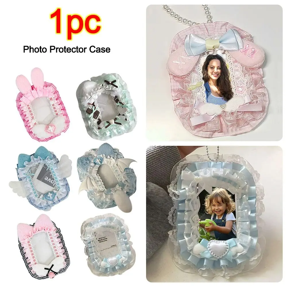 Estuche protector photocards con lazo rosa y encaje – cinta - imagen 4