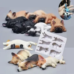 Molde silicona para vinilos de pesca – Perro 3D acostado Corgi Bulldog