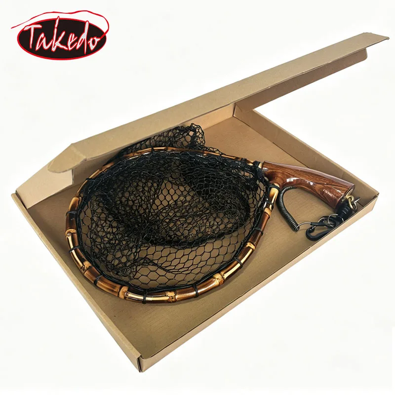 Red de pesca TAKEDO de ébano con mango curvo para truchas - imagen 5