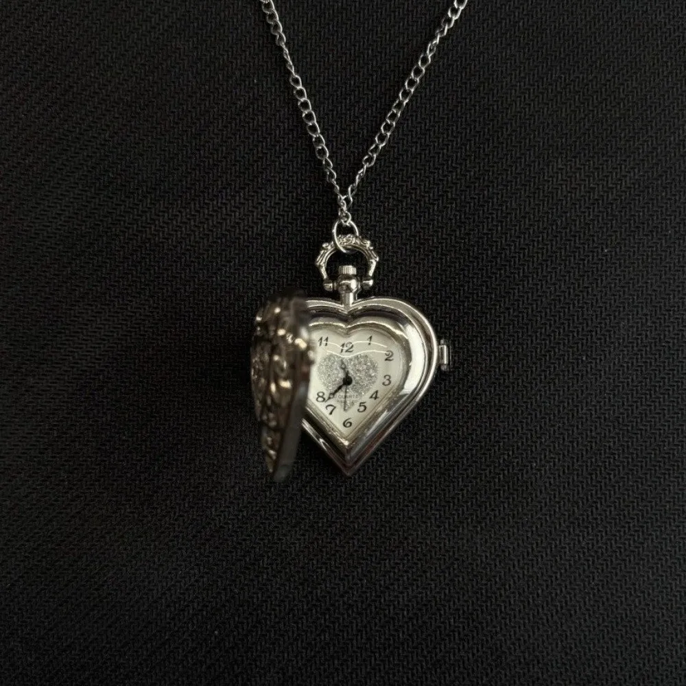 Reloj de bolsillo corazón hueco vintage steampunk para parejas - imagen 4