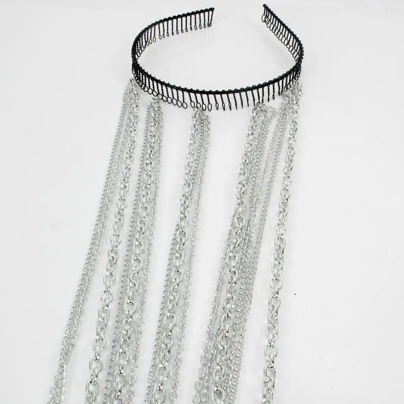 Cadena de pelo metal punk para adorno de cabeza con estilo
