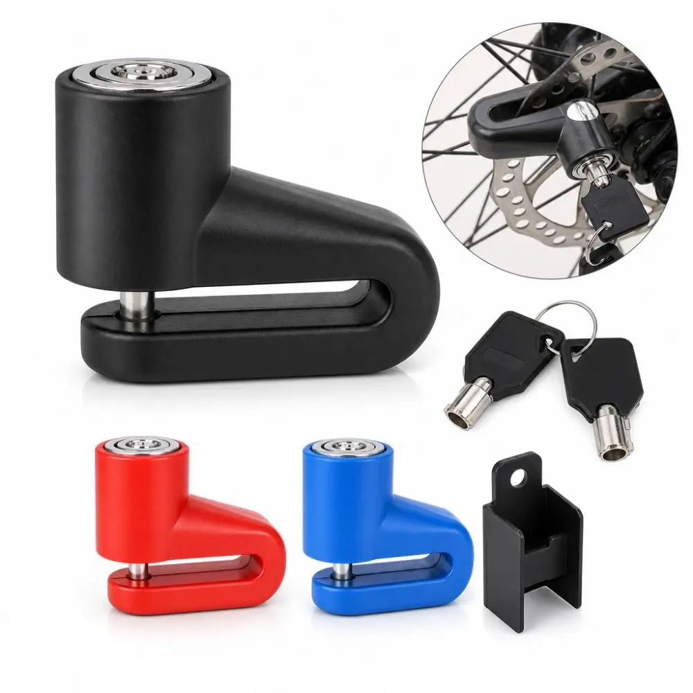 Candado de disco para bicicleta acero antirrobo con llave y soporte - imagen 5