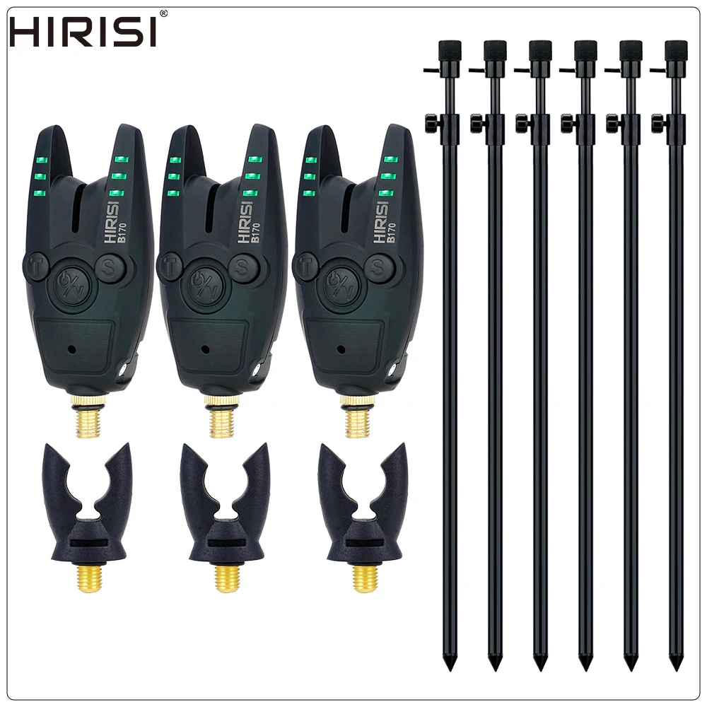 Juego completo de soportes y alarmas de pesca Hirisi