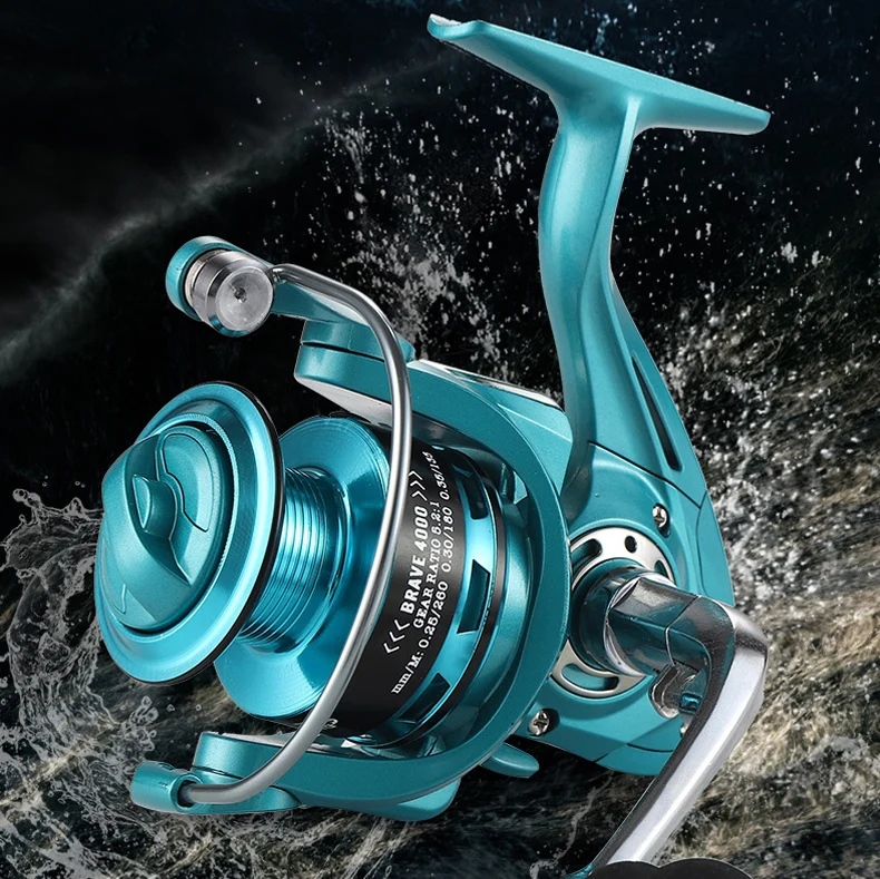 Vista frontal del carrete de pesca GLS