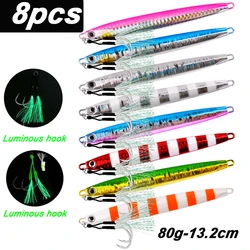 Señuelos Jig Metal 80g – 8 colores pesca orilla