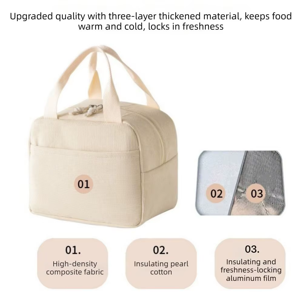 Bolsa térmica de pana compacta para almuerzo escolar - imagen 3