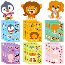 Pegatinas educativas niños: haz caras de animales DIY rompecabezas
